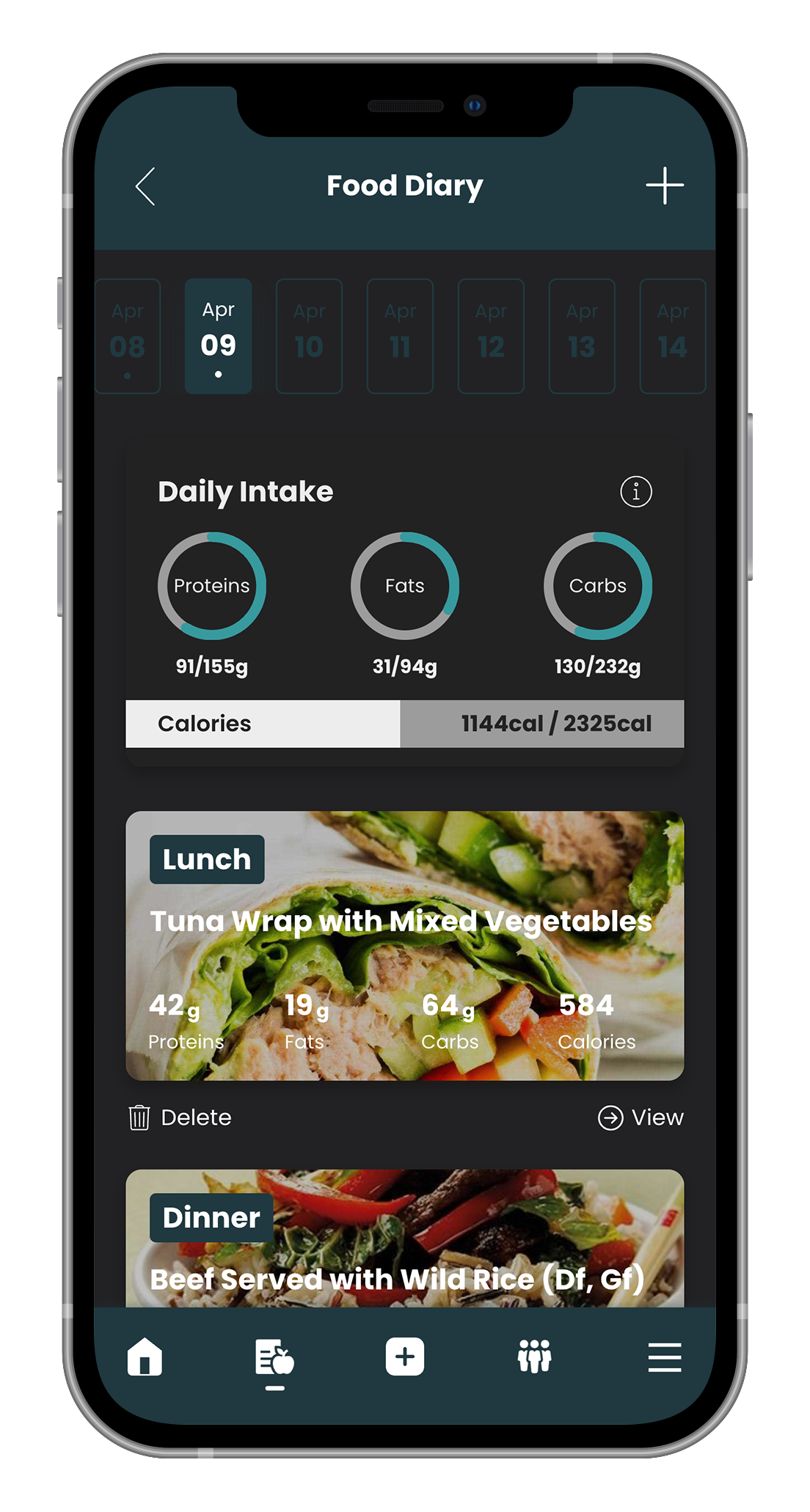 Food tracking tools inside the LHPT app