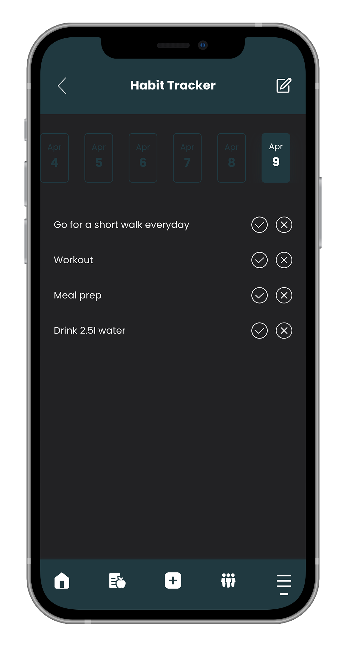 Habit tracker inside the LH app